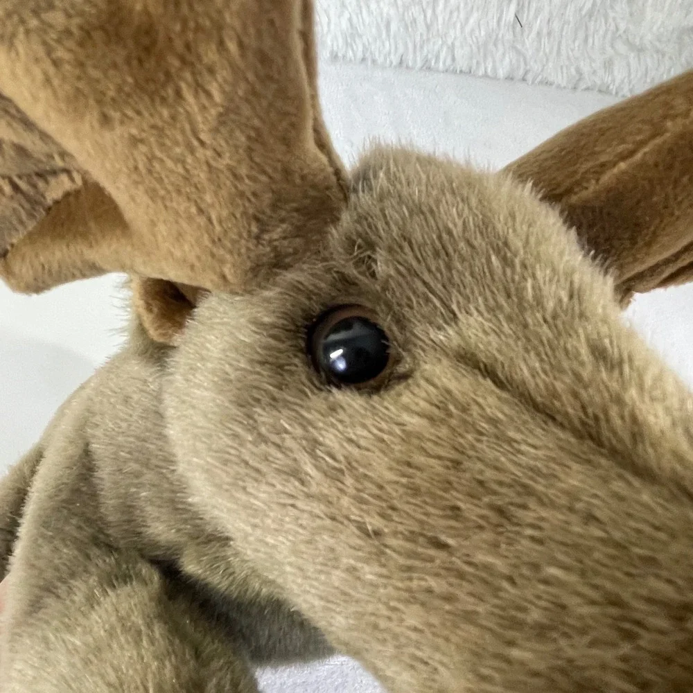 JAAG Plush Moose Stuffed Animal Brown Soft Forest Wildlife Lying Down 12 Inch